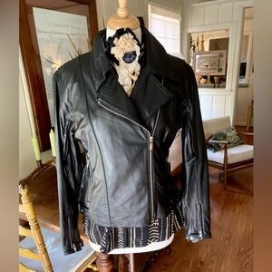 Classic Black Leather Women's Moto Jacket